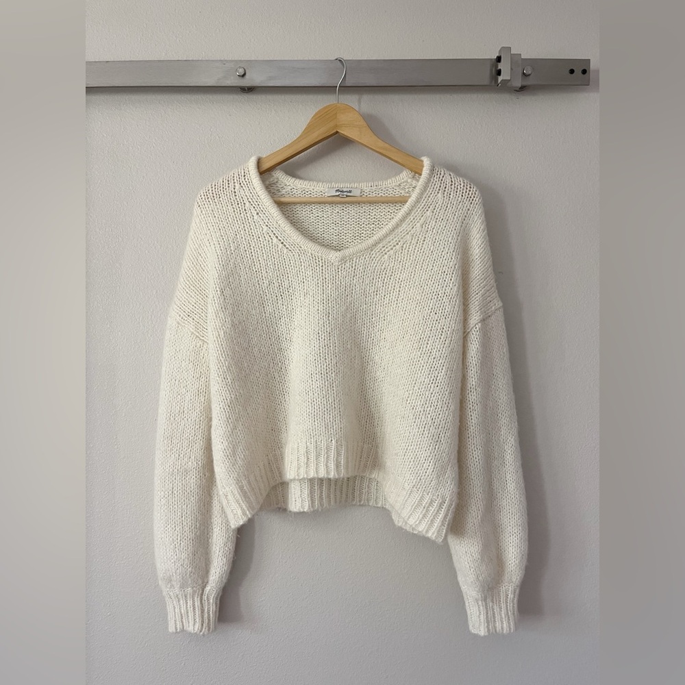 Madewell Balloon Sleeve Alpaca Sweater, Cream - Size XS